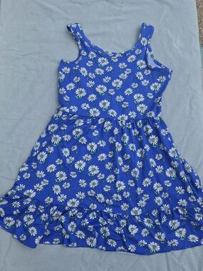 Zunie Royal Blue Daisy Print Girls' Dress